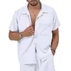 Tute da uomo estive 2024 Set larghi da uomo Camicia da taschino stile casual Abito estivo a maniche corte colletto cubano