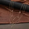 Chokers 2021 Colar de pingente de cristal vintage para mulheres boêmio multicamadas estrela lua cristal em camadas colar colar jóias presente de festa yq240201