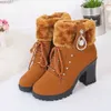 Boots Fausse fourrure hiver bottines pour femmes en peluche épais chaud talon haut femme Martin bottes fête mariage chaussures chaussures élégantes