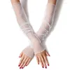 Knee Pads Sexy Lace Arm Sleeves Sun Protection Ice Summer Women Driving Gloves Outdoor Breathable Elastic Fingerless Long Sleeve