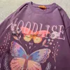 Men's T-Shirts American fashion personalized butterfly print graphic T-shirt summer men and women retro loose lovers Casual Short Sleeve y2kH24220