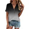 Dames T-shirts Knopoverhemd Zomer Korte mouw V-hals Casual T-stukken Tops Pack Dry Tech Dames Dames lang