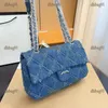 27CM Flap Denim Femmes Sac À Bandoulière Matelasse Chaîne Argent Matériel De Luxe Sac À Main Grande Capacité Rue Casual Sac Embrayage Pochette Porte-Carte Fanny Pack Sacoche