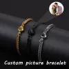 Bracelets Personalized Picture Proyectors Bracelets For Men Women Customized Stainless Steel Mesh Band Bracelet Custom Photo Bangles Gifts