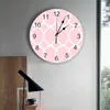 Wandklokken Geometrische abstracte lijn Roze bedrukte klok Moderne stille woonkamer Home Decor hangend horloge