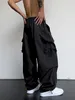 Модные однотонные брюки-карго Y2K, мужские брюки с карманами и несколькими клапанами, свободные повседневные брюки для улицы, мужские рабочие брюки, уличная одежда на открытом воздухе 240126