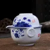 Service à thé en céramique comprenant 1 théière 1 tasse, Gaiwan élégante, belle et facile, bouilloire en porcelaine bleue et blanche, préférence 201b