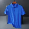 Camiseta masculina de manga curta verão sem costura camiseta de seda gelo meia manga casual polo leve e fino topo de secagem rápida e elástico