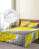 Sängkjol gul grå gradient geometrisk abstrakt elastisk utrustade sängflykt med kuddväskor madrass täcker sängkläder set