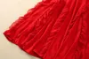 Primavera verano rojo color sólido sólido vestido tapa manga en V cuello en V panelado maxi vestidos casuales s4j290118 talla grande xxl