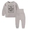 Clothing Sets 2Pieces Kids Baby Boys Girls Cotton Customized Pajamas Set Toddler Long Sleeve Sleepwear Children Add Your Text Image Lounge