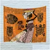 Tapisseries Nature Art Polyester tissu femme africaine thème décoration murale noir et animaux tapisseries livraison directe Dhqtg