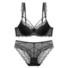 Thin Lined Plus Size Lace Bra and Panties Set Underwear with Bandage Women Push Up Lingerie A B C D E Cup 95C 95D 240127