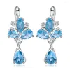 Dangle Earrings GEM'S BALLET 925 Sterling Silver Flower 6.69Ct Natural Swiss Blue Topaz Gemstone Drop For Women Fine Jewelry