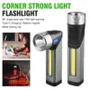 Zaklampen Zaklampen LED COB Sterke zaklamp Cap Handheld Camping Werklamp 90 ° hoeklamp met magneet Auto-inspectie Rood licht Waarschuwing