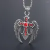 Pendant Necklaces MIQIAO Stainless Steel Titanium Red Zircon Gothic Eagle Vintage Collar Chains Necklace For Men Women Jewelry Gif294S