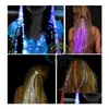 Inne imprezy imprezowe zapasy LED Kolor Flash Braid Light Up Fibre Braids Hair Extension Disco Night Club Concert Party Rock A Dhm0n