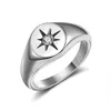 Cluster Rings Valily North Star Stainless Steel Simple Signet Band Ring For Women Everyday Jewelry