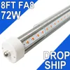 8FT LED Bulbs, Super Bright 72W 7200lm 6500K, T8 T10 T12 LED Tube Lights, FA8 Single Pin T8 LED Lights, Clear Cover, 8 Foot LED Bulbs to Replace Fluorescent Light usastock