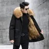 Pai Supera Mens True Fur Designer Inner Bexiga Nick Roupas Comprimento Médio Casaco Com Capuz Inverno CSZZ