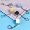 Keychains Lanyards Merit +1 Muyu Decompression Keychain Mechanical Keyboard Button Keyring Fingertip Key Cap Pendant Antistress Toy Q240201