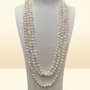 Collana lunga fatta a mano con perle d'acqua dolce barocche bianche naturali da 200 cm, 78 mm, catena222s3912929