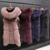 Women's Fur 2024 Autumn Winter Women Faux Fox Coat Mid Length Version Hooded Waistcoat Thicken Warm Casual Outwear Fashion Slim Top