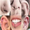 Burun Piercing10pslot 316L Paslanmaz Çelik Kadın Adam Menteşeli Segment Burun Halkası Küpe Meme Tıklama Kulağı Septum Piercing Takı 240127