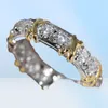 Cała profesjonalna wieczność Diamonque Diamond 10KT Whiteyellow Gold Wedding Płyta Pierścień Cross Rozmiar 5118375823