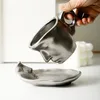 Muggar silver ansikte keramisk kaffekopp imitation metall abstrakt konst figur kyssar teacup par presentkontor mugg frukostmjölk hem