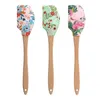 Baking Tools Printed Pattern Cake Scraper Silicone Cream Pastry Spatula Wooden Handle Butter Spreader Kitchen Batter Pies Blender