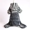 Dog Apparel Pet Clothing Spring/summer Teddy Bear Striped Four Legged Denim Jumpsuit Puppy Clothes