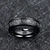 Bröllopsringar JQUEEN 8mm Men's Tungsten Carbide Ring Electropated Black Inlaid Imitation Vermiculite Band