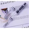 Fountain Penns Wholesale Wingsung 698 Pen Transparent Piston Wing Sung Ink Iridium 0,38/0,5 mm Gold Sier Clip med presentkontor Dro Dhqos