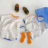 Kleding Sets 5156B Koreaanse Kinderkleding 2024 Zomer Jongen Pak Korte mouwen T-shirt Shorts Of Meisjes Jurk Broer zus