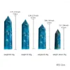 Statuette decorative 5-8 cm Bacchetta di quarzo naturale Punto di apatite blu Torre di cristallo Miniera di energia Pietra preziosa Decorazione esagonale per la casa