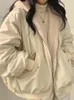 韓国語版のぬいぐるみ両側ラムウールコットンコート女性冬のゆるい固体ジッパーフード付きジャケット240126