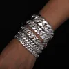 Large chaîne cubaine en argent s925 européenne et américaine incrustée de tête de boucle en diamant, bracelet en pierre Mosan