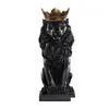 Sztuka i rzemiosło Nowoczesne statua zwierząt żywicy Złota Crown Black Lion Figurine for Home Decoration Akcesoria