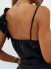 Bluzki damskie Kobiety letnia bluzka Seksowna v szyja bez pleców spaghetti biuro biuro damskie rękawowe