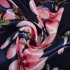 Cachecóis BYSIFA | Azul Marinho Rosa Lenço Quadrado de Seda Impresso Mulheres Marca Xales de Cetim Estilo China Flor de Pêssego Design Cabeça
