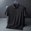 Camiseta masculina de manga curta verão sem costura camiseta de seda gelo meia manga casual polo leve e fino topo de secagem rápida e elástico