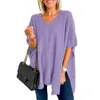 Suéteres femininos Mulheres Outono Inverno Camisola Irregular Hem Cor Sólida Solta V Pescoço Pulôver Macio Malha Grosso Capa Quente Estilo Lady