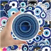 Car Stickers 50Pcs/Lot Lucky Devils Eye Blue Eyes Sticker Evil For Diy Lage Laptop Skateboard Bicycle Decals Wholesale Drop Delivery Dh9Cy