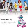 Double Line Roller Skates For Kids Adjustable 4-wheel Skating Shoes Professional PU Flashing Wheel Children Sneakers 240131