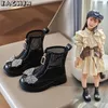 Boots 2024 Summer Kids Girls Girls Leather Mesh Massion Fashion Soft Bootom غير القابل للتنفس