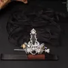 Pinces à cheveux couronne de grues doubles chinoises avec ornement Antique de ruban noir