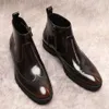 Vintage vera caviglia primavera nero marrone uomo in pelle per abito elegante cerniera stivali da uomo formali