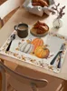 Table Mats 4/6 Pcs Autumn Pumpkin Maple Leaf Kitchen Placemat Christmas Dining Decor Mat Home Bowl Cup