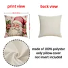 Pillow 45X45cm Christmas Pillowcase Pink Santa Claus Snowman Xmas Tree Linen Pillowcover Decor 2024 Home Sofa Cover